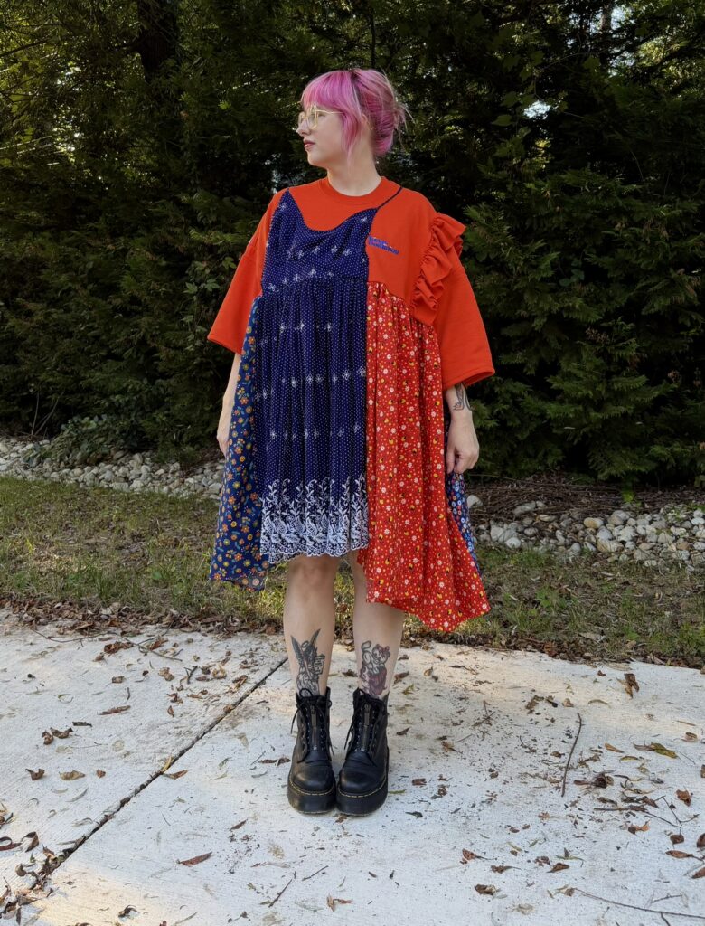 orange patchwork dress