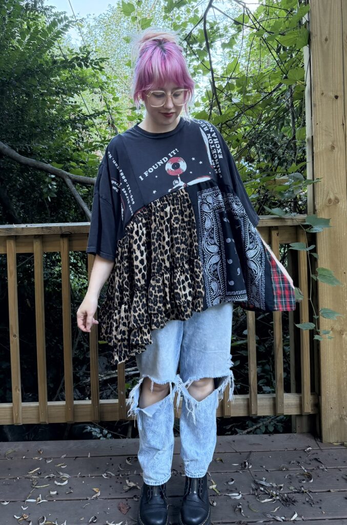 leopard oversized patchwork tee
