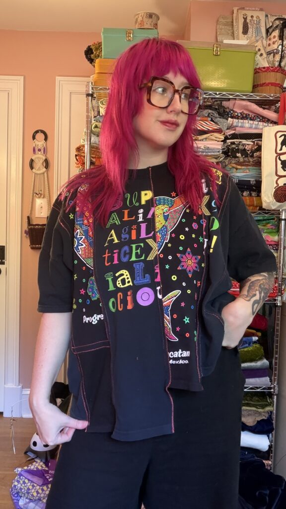 patchwork black neon tee
